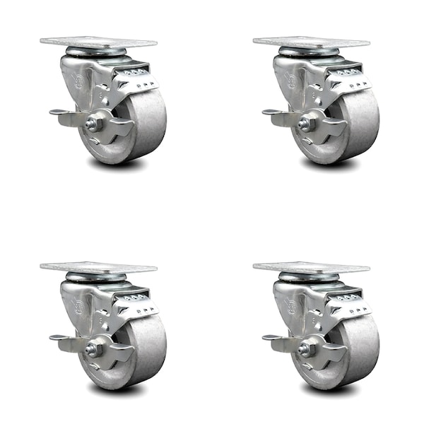 3 Inch Semi Steel Wheel Swivel Top Plate Caster Set with Brake